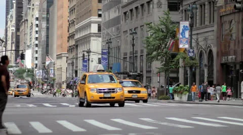 New York Cabs Driving Stock Footage 25771409