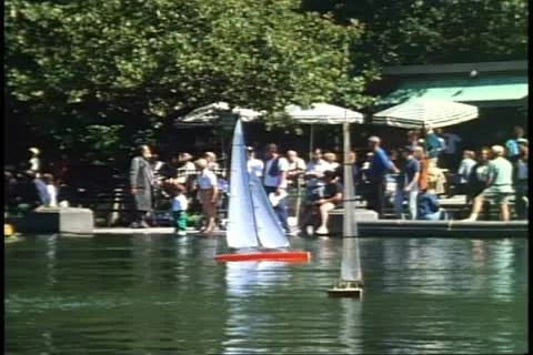 NEW YORK CITY, 1994, Model boats, Conservatory Pond in Central Park Video stock 12248564