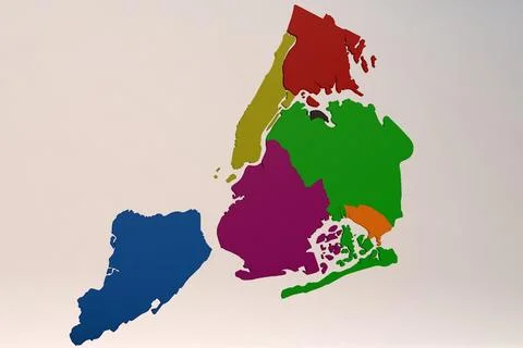 New York City 5 Boroughs Districts Silhouettes 3D Model
