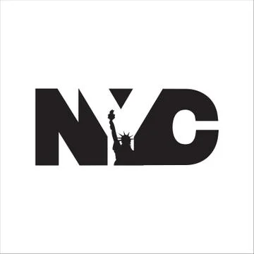 New York City abbreviation NYC lettering a modern city symbol liberty statue  Stock Illustration
