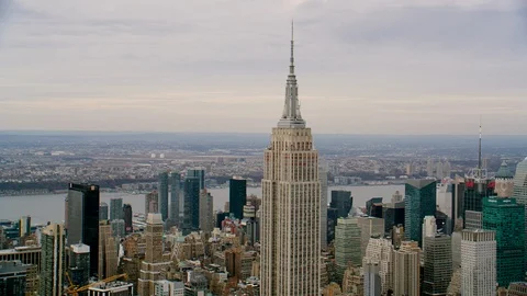 New York City Aerial Footage of Manhattan Skyline and Empire State Building 30 Stock Footage