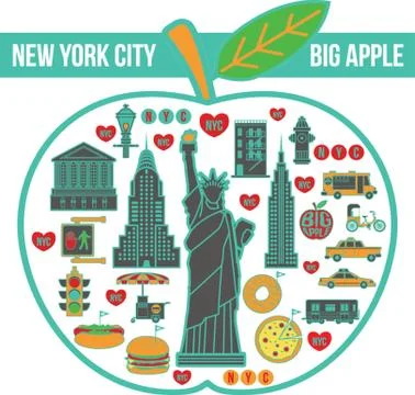 New York City In Apple Ilustración de archivo