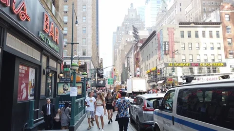 New York City Approaching Intersection on 8th Stock Footage 121980186