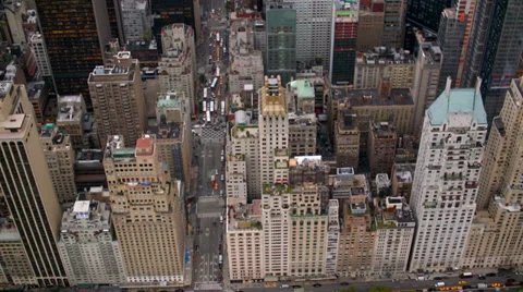 New York City buildings, overhead aerial shot Stock Footage
