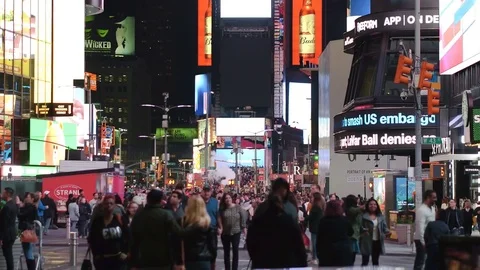NEW YORK CITY, Circa 2017. Times Square. Famous intersection Manhattan. Stock Footage