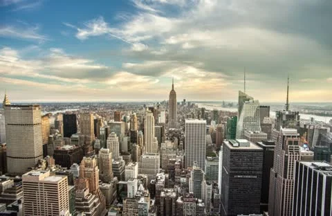 New York City Day to Sunset Stock Footage