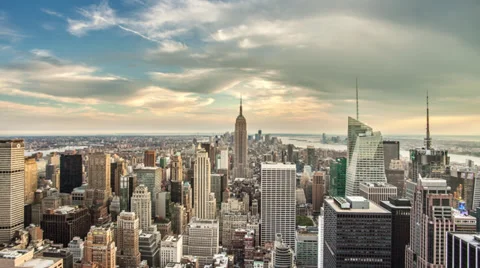 New York City Day to Sunset Evening Manhattan NYC Empire State Building in 4K Stock Footage