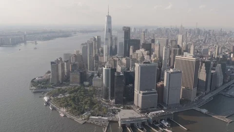 New York City Downtown Aerial Shot Stock Footage