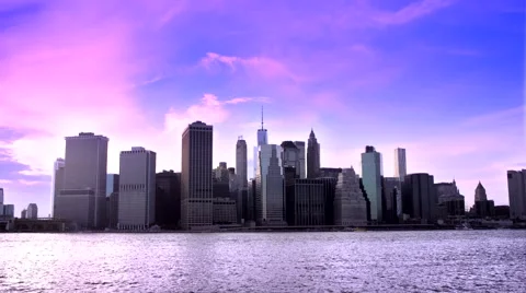 New York City Downtown Skyline Time-lapse Stock Footage