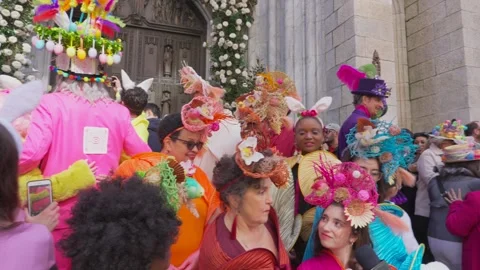 New York City Easter Parade and Bonnet Festival 2024 is opens on Fifth Avenue Video stock 282390646