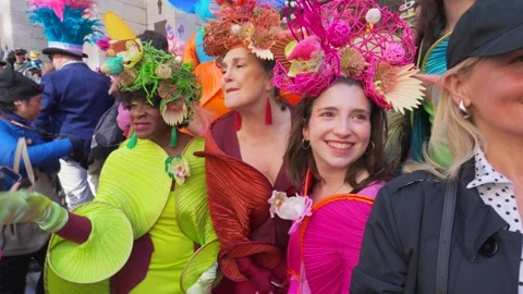 New York City Easter Parade and Bonnet Festival 2024 is opens on Fifth Avenue Video stock 282391576