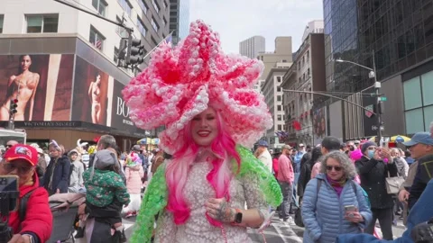 New York City Easter Parade and Bonnet Festival 2024 is opens on Fifth Avenue Stock Footage 282398733