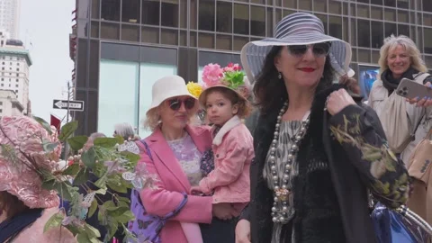 New York City Easter Parade and Bonnet Festival 2024 is opens on Fifth Avenue Stock Footage 282401211