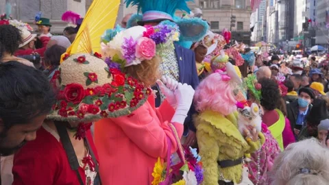 New York City Easter Parade and Bonnet Festival 2024 is opens on Fifth Avenue Stock Footage 282403242