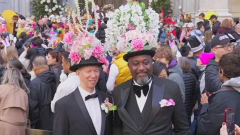 New York City Easter Parade and Bonnet Festival 2024 is opens on Fifth Avenue Stock Footage 282411047