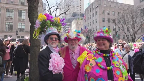 New York City Easter Parade and Bonnet Festival 2024 is opens on Fifth Avenue Stock Footage 282411178