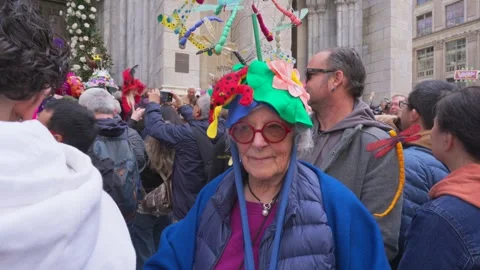 New York City Easter Parade and Bonnet Festival 2024 is opens on Fifth Avenue Stock Footage 282412824