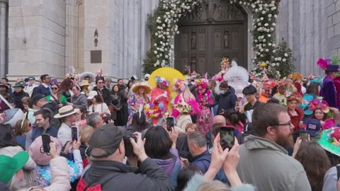 New York City Easter Parade and Bonnet Festival 2024 is opens on Fifth Avenue Stock Footage 282413351