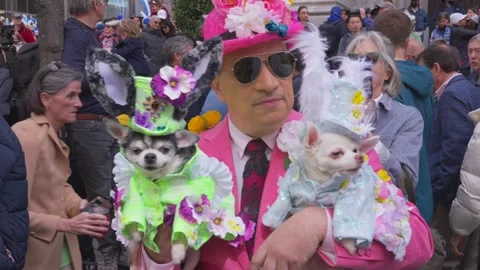 New York City Easter Parade and Bonnet Festival 2024 is opens on Fifth Avenue Stock Footage 282413546