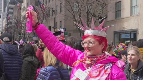 New York City Easter Parade and Bonnet Festival 2024 is opens on Fifth Avenue Video stock 282413687