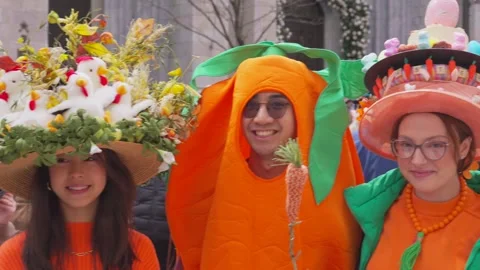 New York City Easter Parade and Bonnet Festival 2024 is opens on Fifth Avenue Stock Footage 282419072
