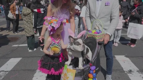 New York City Easter Parade and Bonnet Festival 2024 is opens on Fifth Avenue Stock Footage 282426386