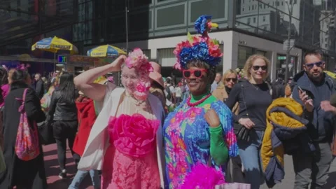 New York City Easter Parade and Bonnet Festival 2024 is opens on Fifth Avenue Stock-Footage 282426388