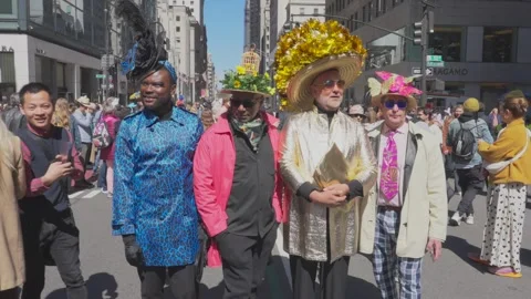 New York City Easter Parade and Bonnet Festival 2024 is opens on Fifth Avenue Video stock 282426568