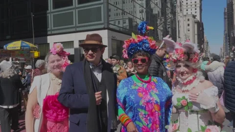 New York City Easter Parade and Bonnet Festival 2024 is opens on Fifth Avenue Stock Footage 282426574