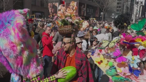 New York City Easter Parade and Bonnet Festival 2024 is opens on Fifth Avenue Stock-Footage 282427320
