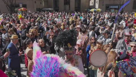 New York City Easter Parade and Bonnet Festival 2024 is opens on Fifth Avenue Stock Footage 282427658