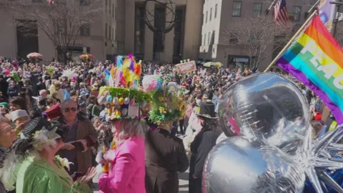 New York City Easter Parade and Bonnet Festival 2024 is opens on Fifth Avenue Video stock 282428410