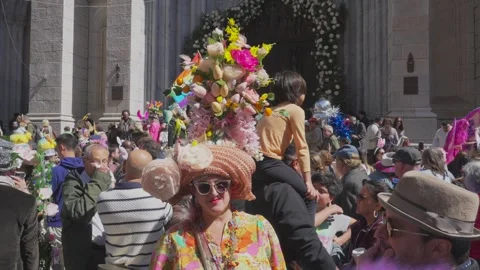 New York City Easter Parade and Bonnet Festival 2024 is opens on Fifth Avenue Stock Footage 282428838