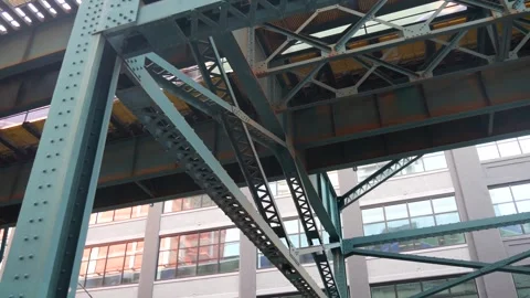 New York City elevated subway, metropolitan bridge, metro train track above Stock Footage 305690220