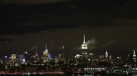 New York City Empire State Building time lapse at night Stock Footage