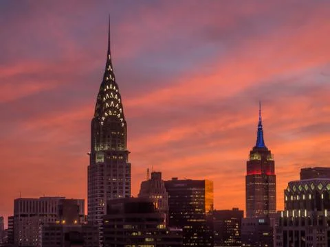 New York City  Fire Sunset 写真素材
