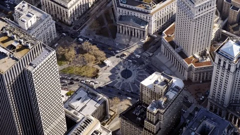 New York City Foley Square Aerial Supreme Court Stock Footage