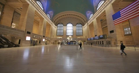 New York City Grand Central terminal empty covid 19 coronavirus pandemic w/sound Stock Footage