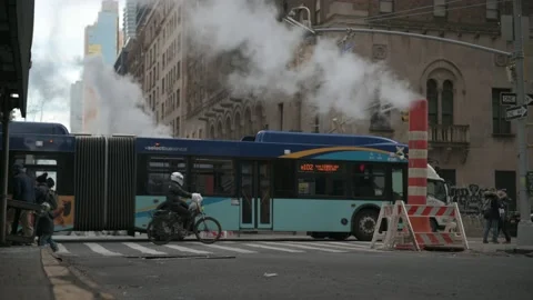 New York City Intersection and Steam System Stock Footage 231058845