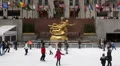 New York City Landmark Ice Rink Skaters Visit Rockefeller Center People Skate HD Footage