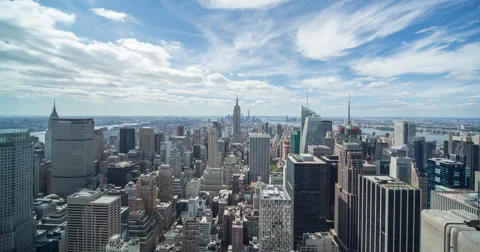 New York City Manhattan buildings skyline time-lapse daytime 4k Stock Footage
