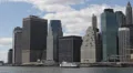 New York City Manhattan Downtown Panorama East River Skyscrapers Landmarks Sunny HD Footage