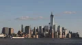 New York City Manhattan Downtown Skyline Skyscrapers Hudson River Panorama Sunny HD Footage