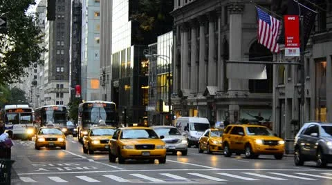 New York City, Manhattan, Fifth Avenue at Rush Hour Stock Footage