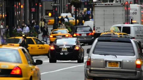 New York City, Manhattan, Fifth Avenue at Rush Hour Stock Footage