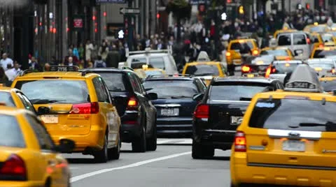 New York City, Manhattan, Fifth Avenue at Rush Hour Stock Footage
