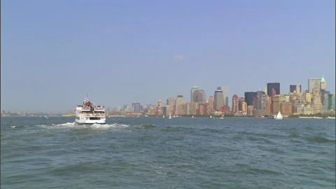 New York City - Manhattan, Ground Zero and Skyline from the water Video stock 144648564