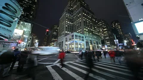 New York City Manhattan midtown time lapse crowd walking fast timelapse Stock Footage