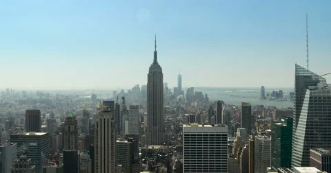 New York City, Manhattan, midtown aerial view with skyscrapers Stock Footage 53853353