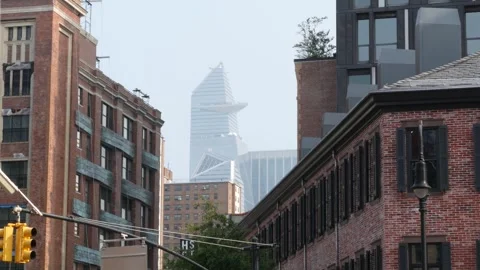 New York City Manhattan Midtown Hudson Yards towers, USA. Skyscraper Meatpacking Stock Footage 324700853